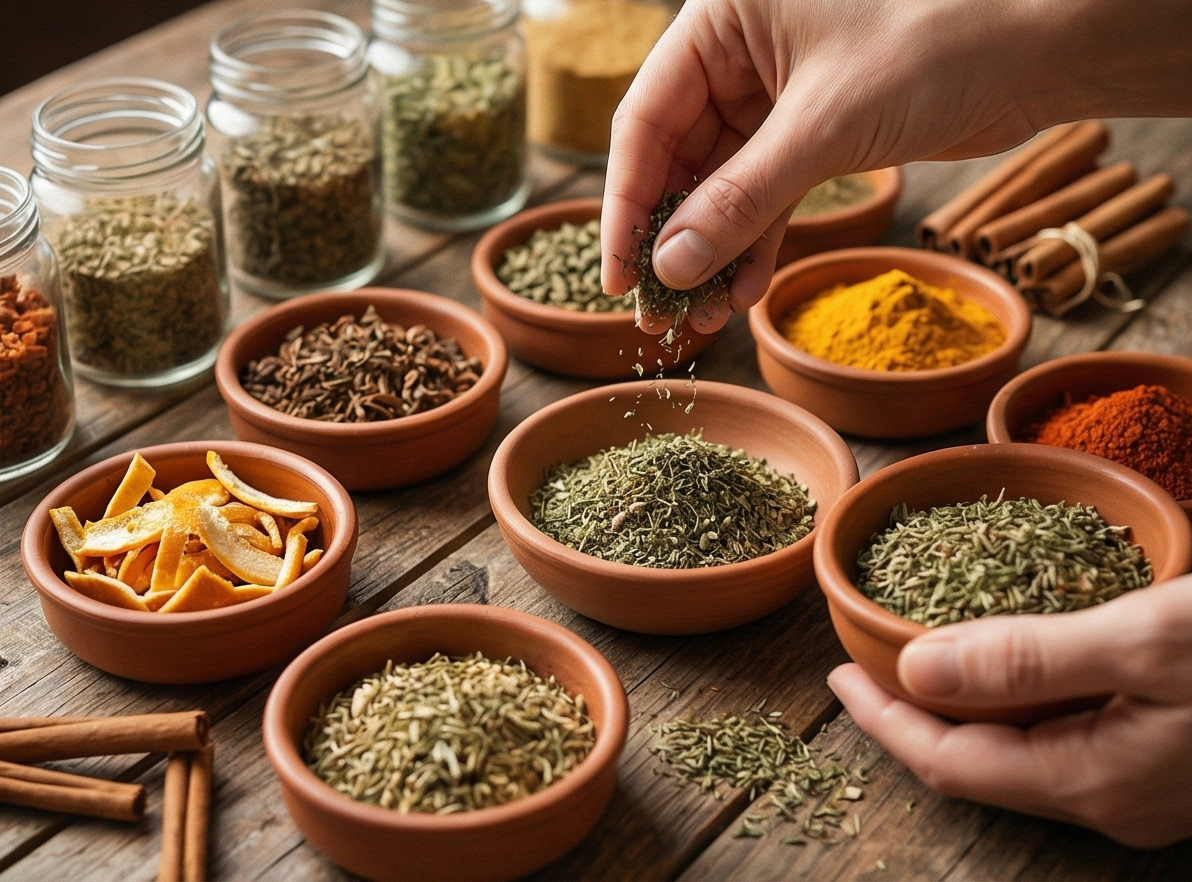 Detaliu cu condimente і ierburi